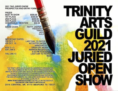 Trinity Arts Guild Annual Juried Open Show entries due Oct. 5